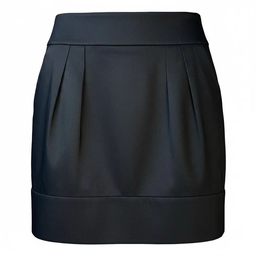 Club Monaco Elisa Mini Skirt Black Gathered Waist Solid L Womens 4